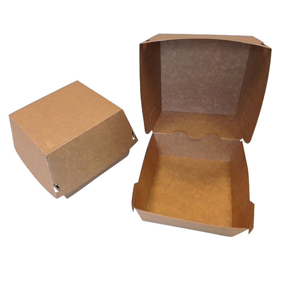 Boîte en kraft brun pour hamburger biodegradable , par 50 unites