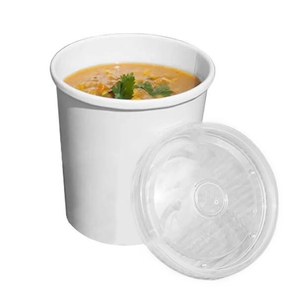 Bol a soupe ronde en Carton blanc avec couvercle