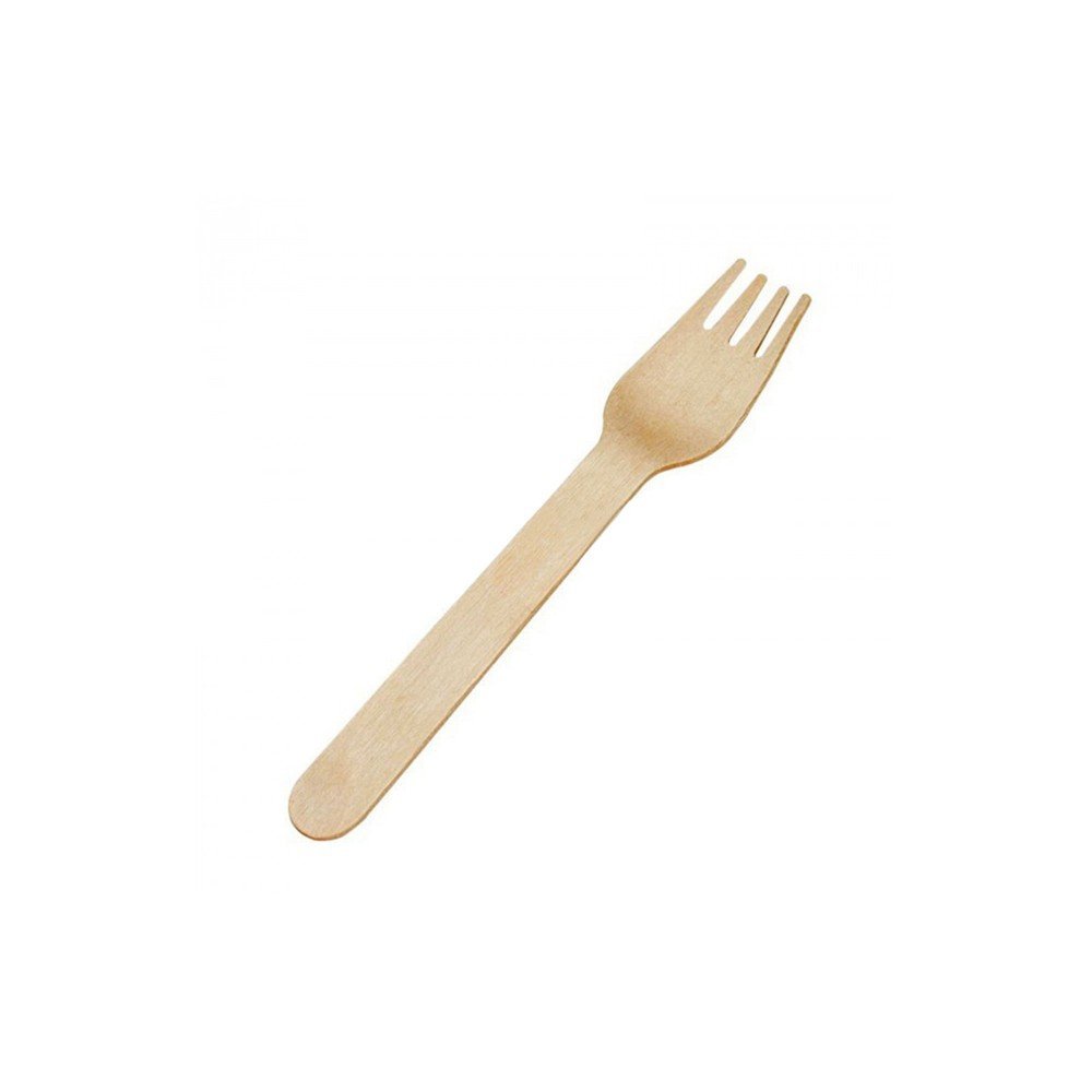 100 Fourchette jetable écologiques en bois biodégradables 16,5 cm
